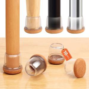 lot 6362 image: Silicone Chair Leg Floor Protectors with Felt, 16PCS Folding Card Table and Chairs End Tips Chair Leg Caps for Hardwood Floor, Clear Metal Furniture Feet Floor Protectors(Round, Fit0.75-1.1)