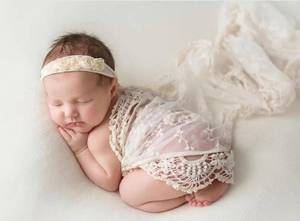 lot 6365 image: Luxury Baby Photography Props Soft Blanket Newborn Photo Shoot Outfits Lace Blanket for Baby Boys Girls Wrap Photoshoot (White)