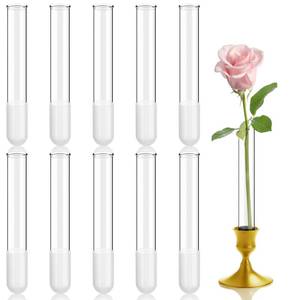 lot 6374 image: Ninehaoou 10 Pack 5.9 Glass Cylinder Bud Vase Fit from 22mm to 27mm Desighed Specially Adjustable Designed for Taper Candle Holder for Tablescapes, Wedding Decor