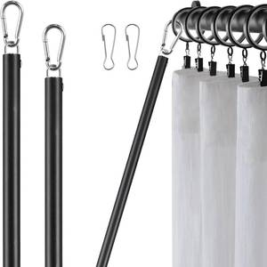 lot 6379 image: Curtain Pull Wand, Drapery Pull Rod for Curtains 2 Pack Adjustable 31inch to 46inch Extra Long Made of Steel Material Sponge Handle Black.
