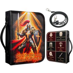 lot 6399 image: MINDANCHOR Bible Cover Case for Boys Men Kids, Armor of God Leather Bible Carrying Case Bag with Detachable Shoulder Strap, Ephesians 6 Christian Religious Gifts, XL