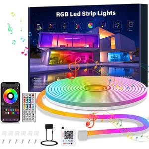 lot 6404 image: Ledagic 10ft Rgb Led Neon Rope Lights with Remote App Control, IP65 Waterproof Neon Strip Lights for Outdoor, DIY Design Flexible Led Rope Lights for Bedroom Music Sync, Gaming Accessories, Room Decor