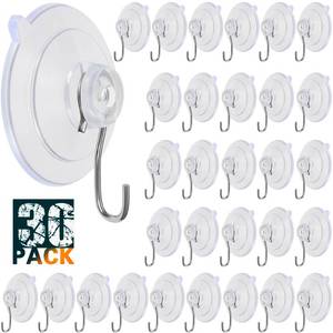 lot 6409 image: LUPYJI Suction Cup Hooks 30Pack Reusable Stainless Steel Hooks