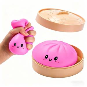lot 6417 image: Giant Glitter Stress Balls, Slow Rising Toys with Steamer, Sensory Dough Stress Relief for Stocking Stuffers Pink