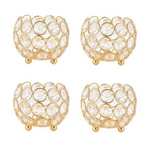 lot 6418 image: VINCIGANT Gold Crystal Votive Candle Holders for Table Tenterpiece,Small BowlBall Tealight Candle Lantern for Thanksgiving Wedding Table Decoration, (4pcs)