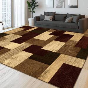 lot 11644 image: QDUIDU Modern Geometric Patchwork Indoor Area Rug for Living Room, Red 9x12 Large Rug Rockwood Collection Hardwood Floors Decor for Bedroom, Burgundy Throw Carpet for Office Entryway Dining Room