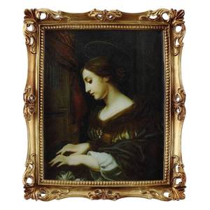 lot 11648 image: Wonderjune 7x9 Inch Vintage Gold Picture Frame, Carved Resin Antique Ornate Frame for Tabletop or Wall Hanging Display, Victorian Baroque Home Decor(Rectangle)