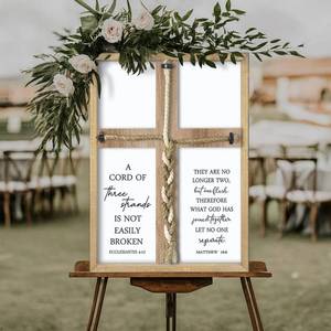 lot 11657 image: SRSZHIYUE A Cord of Three Strands Wedding Ceremony Unity Sign Wall Decor 15X10 Ecclesiastes 4 12 Braid Cross Art Christian Marriage (Wood)