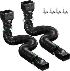 lot 11660 image: 2 Pack Rain Gutter Downspout Extensions Flexible,Down Spout Extender Diverter Extendable from 21 to 68 in,Screws for Included,Black (Only One)
