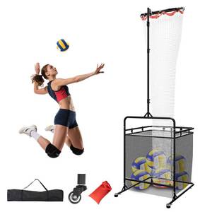 lot 11664 image: Volleyball Setter Training Equipment Volleyball Setter Training Net with Ball Collection Net �� Adjustable Setting Trainer (6 Angles) with 2 Target Hoops, Sandbags & Suction Cups for IndoorOutdoor