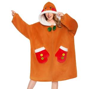 lot 11671 image: OLAOLA Oversized Hoodie Blanket Sweatshirt with Zipper, Comfy Fleece Sherpa Wearable Blanket for Adult & Kids Unisex Gift