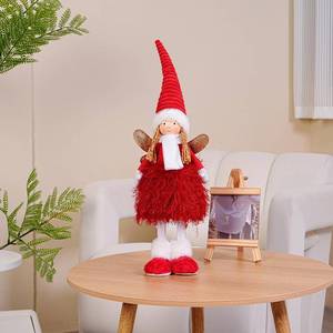 lot 11676 image: Dedrian11 Christmas Angel Figurine 21.3, Nordic Scandinavian Tabletop Christmas Decor with Bendable Hat & Arms, Standing Angel Decoration for Mantel Shelf Holiday Home Decor