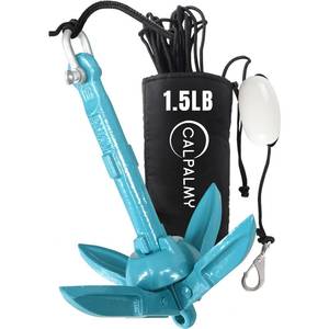 lot 11701 image: CALPALMY Kayak Anchor Kit, 1.5 LB Folding Grapnel Anchor with 32 FT Marine Rope, Portable Anchor for Kayak Canoe SUP Paddle Board Jet Ski, Folding Boat Anchor with Storage Bag (Blue)