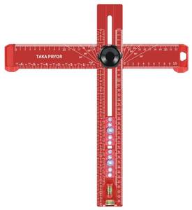 lot 11704 image: 14in Woodworking Scriber Marking Line Ruler, Adjustable Aluminum Alloy Sliding T-Square Ruler,Precision Line Drawing aid Ruler with Angle Adjustment Scale Drilling Positioning (Red)