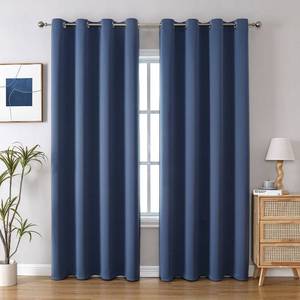 lot 11705 image: ChrisDowa Grommet Blackout Curtains for Bedroom and Living Room - 2 Panels Set Thermal Insulated Room Darkening Curtains (Stone Blue, 52W x 84L)