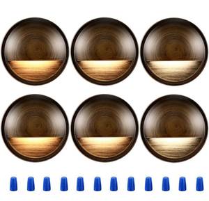 lot 11708 image: CLOUDY BAY 6 Pack 3CCT Low Voltage LED Deck Lights Outdoor,2700K3500K5000K Selectable,Landscape Step Stair Railing Fence Light Wired,3W,12V-24V ACDC,Bronze Finish
