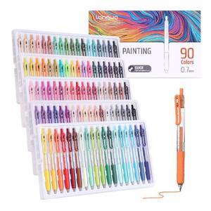 lot 11720 image: languo Retractable Acrylic Gel Pens for Coloring, 90 Colors Click Acrylic Paint Pens Set with 0.7mm Tip for Adult Coloring, Colored Gel Pens for Black Paper, Rock, Glass, Fabric, DIY and Art Crafts
