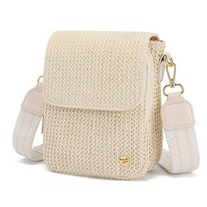 lot 12054 image: Haytijoe Faux Straw Crossbody Bags for Women Small Summer Purse RFID Woven Phone Bag Travel Beach Hawaiian Essentials Gifts(Boho White)