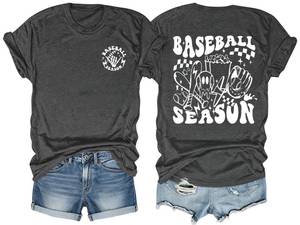 lot 12062 image: Baseball Shirt Women Baseball Mom Shirts Game Day T Shirt Skeleton Lover Gift Season Funny Casual Tees Tops (Size L)