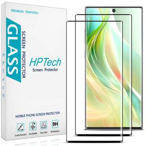 lot 12065 image: HPTech 2 Pack Screen Protector Designed for Samsung Galaxy Note 10 Plus Tempered Glass Film, 3D Curved Full Screen Coverage, Anti Scratch, Bubble Free