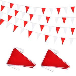 lot 12069 image: Rotenl 100 Feet 60 Pcs Red and White Pennant Banner Flags String Hanging Triangle DIY Flags, Bunting Streamers Decorations for Grand Opening, Birthday, Wedding, Party Celebration (Red and White)