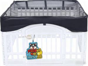 lot 12072 image: Dog Playpen Mesh Top Cover,Play Pen Not Included Fits 36 Inch Pet Playpen with 4 Panels��Dog Cage Covers Puppy Play Pen Cover,IndoorOutdoor Use,Easy to fold for Portability