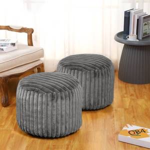 lot 12078 image: Teenyyou 2 Pcs 20 x 15 Inch Unstuffed Pouf Cover Ottoman Foot Rest - No Filler, Faux Rabbit Fur Foot Stool Floor Bean Bag Floor Chair Storage for Living Room Bedroom Home Decor(Gray)