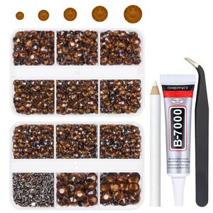lot 12080 image: qiipii Dark Brown Resin Rhinestones for Bedazzling Crafting Crystal Chocolate Stones Crystals Diamonds 2mm-6mm Non-Hotfix Gems Charms for Nails Face Eyes Makeup Tumblers Bottles Crafts Shoes Phones
