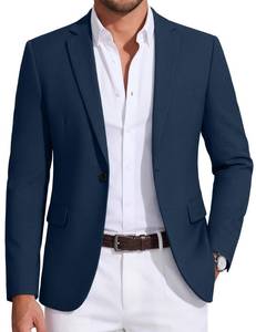 lot 12110 image: COOFANDY Mens One Button Sport Coat Regular Fit Casual Blazer Jacket Formal Dress Jacket Blazer (Blue M)