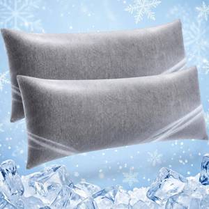 lot 12113 image: Tudomro 2 Pack Cooling Body Pillow Cases for Hot Sleepers, 20 x 54 Inch Long Cooling Pillow Covers with Hidden Zipper, Soft Breathable Cool to Touch Pillowcases for Night Sweats(Grey)