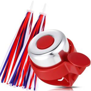 lot 12123 image: Tallew 4th of July Bike Bell and Streamers Patriotic Red White and Blue Bicycle Streamers Ribbon Tassels Bell Parade Bicycle Accessories for Independence Day Bike Parade Party Favors(2 Pcs)