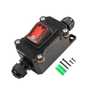 lot 12126 image: Waterproof 12V Inline Cord Switch DPST 12-24V DC On Off Outdoor Toggle Switch with Red Light Rocker Button