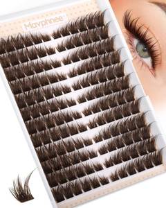 lot 12154 image: Brown Lash Clusters Pre-Mapped Eyelash Clusters Cat Eye Cluster Eyelash Extensions Fairy Wispy Cluster Lashes CC Curly Wet Look Individual Lashes Extensions 144Pcs 6-14MM Fox Eye Lashes Clusters