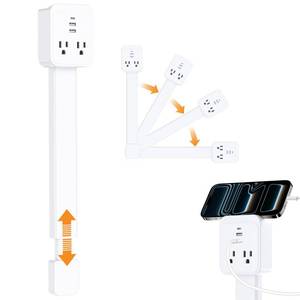 lot 14011 image: Electrical Outlet Extender Stick 180° Rotates Wall Plug Outlet Extender Stick with USB-A & USB-C, 2 AC Outlets, for Hard-to-Reach Outlets Behind Sofa Bed Desk Nightstands