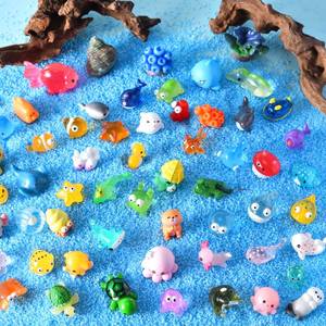lot 14486 image: PAPPYN-A 56pcs Mini Ocean Resin Animals, Miniature Plastic Figurines Tiny Sea Animals Bulk for Potted Micro Fairy Garden Dollhouse Accessories DIY Fish Tank Hide Crafts Decor