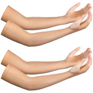 lot 14496 image: Coume 2 Pairs Elderly Skin Protection Sleeves Arm Protector for Thin Skin Bruising for Men Women(Elegant Style,Small)