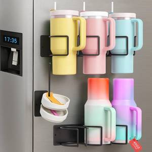 lot 19396 image: Magnetic Stanley Cup Holder for Fridge, 2 Pack Tumbler Organizer with Lid Organizer for Stanley 40 oz Stanley Cup Rack Tumbler Holder Storage Water Bottle Storage Organizer for Stanley Cup