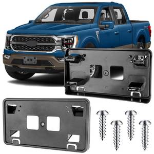 lot 19399 image: Jogscay License Plate Bracket Accessories for Ford F150 3.3L5.0L 2021 2022 2023, Front Bumper License Plate Holder Replacement Frame Black Mount, Replaces# ML3Z17A385AB FO1068185