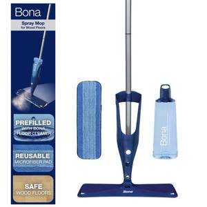 lot 19411 image: Bona Wood Floor Mop Starter Kit - 1 Spray Mop, 1 Reusable Microfiber Mopping Pad, 1 Refillable Wood Floor Cleaner Liquid