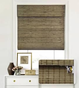 lot 19421 image: LazBlinds No Tools No Drill Cordless Bamboo Roman Shades, Privacy Window Treatment, Roll Up Bamboo Blinds for Windows 45 W x 64 H, Driftwood