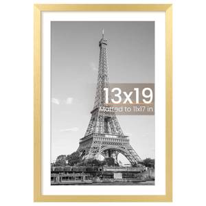 lot 19424 image: upsimples 13x19 Picture Frame, Display Pictures 11x17 with Mat or 13 x 19 Without, Wall Hanging Poster Frames, Gold, 1 Pack