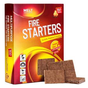 lot 19434 image: Fire Starter Squares, 160 pcs - Charcoal Fire Starters for Campfires, Grill, Outdoor Pit, Fireplace, Wood Stove, BBQ - Firestarter Sticks, Water Resistant & Odorless - Camping Accessories Essentials