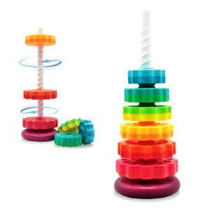 lot 19437 image: LUCKFUTURE Educational Spinning Stacking Toys, Rainbow Stacking Rings Baby Toy, Montessori Sensory Learning Toy for Girls and Boys Toddlers Toys for 1-3 Year Old