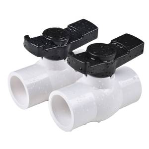 lot 19450 image: AIPOR 1-12 PVC Ball Valve (2-Pack), Shut-Off Valve with Easy to Rotate and Excellent Handle, Rated at 150 PSI, 1 12 inch Socket