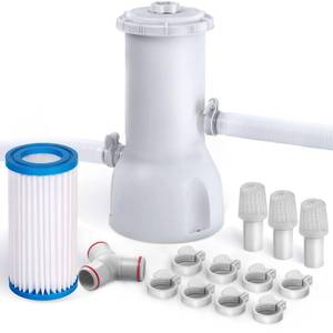 lot 19458 image: 1000 Gallons Pool Filter Pump Above Ground, Swimming Pool Filter Cartridge Pump, Electric Pool Filters Pumps for Pools Sand Cleaning Tool Set, 1000 GPH Pools Pumps Above Ground (Used)