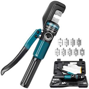 lot 19466 image: Hydraulic Crimping Tool for 18-316 Cable Railing, Easy One-Hand Use, 10-Ton Crimper with 9 Harden Dies for 12-20 AWG, Steel DN Mate Durable Wire Crimper, Battery Cable Crimper DC01 (Open Box, May Be Missing Pieces)
