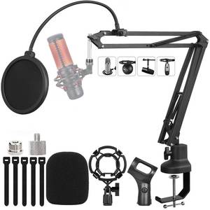 lot 19478 image: Luling Arts Boom Arm Suspension Mic Heavy Duty Microphone Arm for Blue Yeti, Hyperx Quadcast, Adjustable Boom Mic Stand Desk with Pop Filter, 14-38-58 Adapter, Mic Mounts,Broadcast