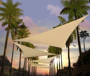 lot 19479 image: Amgo 8 x 8 x 8 Beige Triangle Sun Shade Sail UPF50 Canopy Awning AGSLT, 95% UV Blockage, Water & Air Permeable, 200GSM Heavy Duty Commercial and Residential (We Make Custom Sizes)