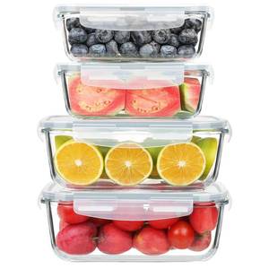 lot 19482 image: KOMUEE 4 Pack 63oz27oz Large Glass Food Storage Containers Set with Airtight Lids, BPA-Free, Meal Prep Containers for Storing, Freezer, Microwave and Oven Safe