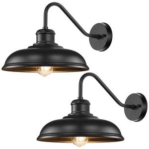 lot 19491 image: 17.25 Outdoor Wall Light Fixtures 2-Pack, Farmhouse Black Barn Lights, Gooseneck Exterior Lighting Fixtures Wall Mounted, Porch Lights Waterproof, Anti-Rust Outdoor Lights for House Garage Entryway